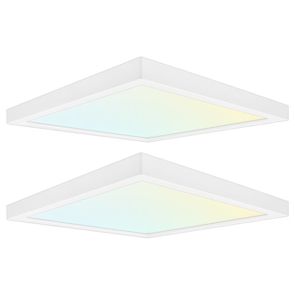 Luxrite 9 Inch Square LED Flush Mount Light 3 CCT Selectable 3000K-5000K 18W 1200LM Dimmable 2-Pack LR23595-2PK